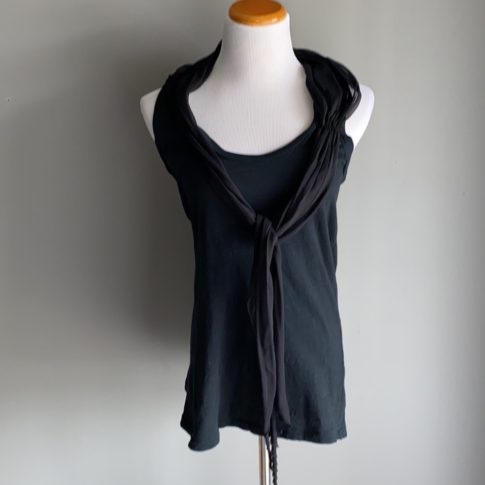 Elizabeth & James Cotton Sleeveless Top With Sheer Scarf Attached Small